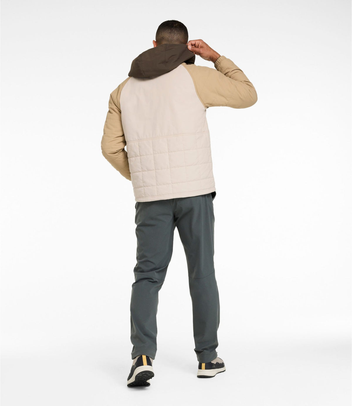 L.L.Bean Men's Mountain Classic Insulated Anorak, Colorblock Dark Cinder/Silver Sand