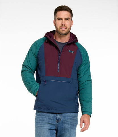 L.L.Bean Men's Mountain Classic Insulated Anorak, Colorblock Dark Cinder/Silver Sand