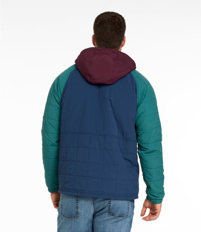 L.L.Bean Men's Mountain Classic Insulated Anorak, Colorblock Dark Cinder/Silver Sand