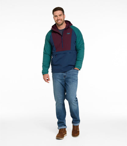 L.L.Bean Men's Mountain Classic Insulated Anorak, Colorblock Dark Cinder/Silver Sand