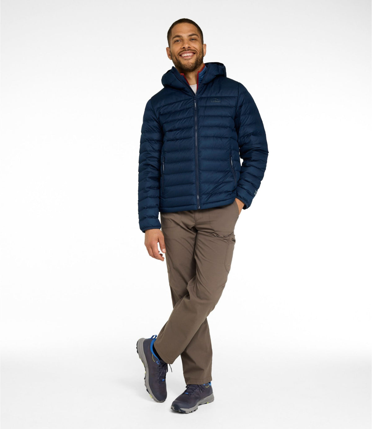 L.L.Bean Men's Access Down Hooded Puffer Nautical Navy