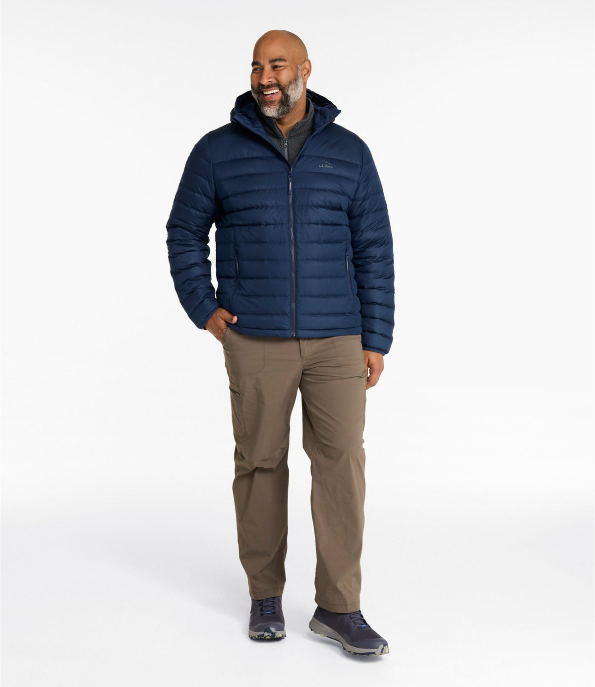 L.L.Bean Men's Access Down Hooded Puffer Nautical Navy