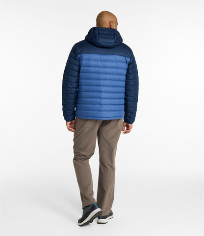 L.L.Bean Men's Access Down Hooded Puffer, Colorblock Nautical Navy/Bordeaux