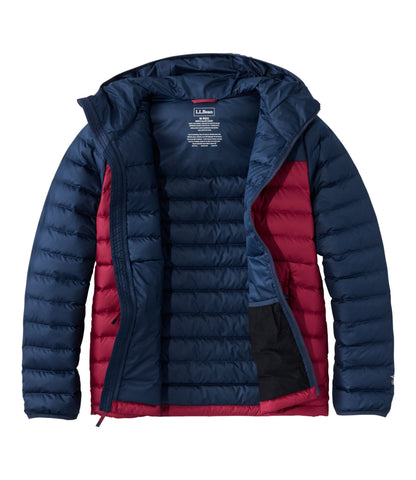 L.L.Bean Men's Access Down Hooded Puffer, Colorblock Nautical Navy/Bordeaux