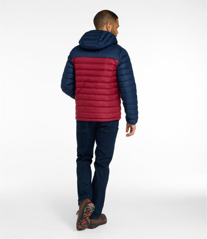 L.L.Bean Men's Access Down Hooded Puffer, Colorblock Nautical Navy/Bordeaux