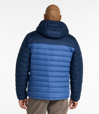 L.L.Bean Men's Access Down Hooded Puffer, Colorblock Nautical Navy/Bordeaux