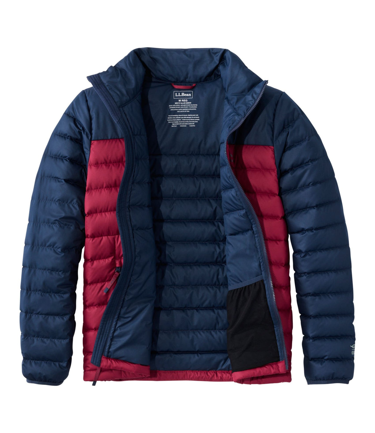 L.L.Bean Men's Access Down Puffer, Colorblock Nautical Navy/Bordeaux
