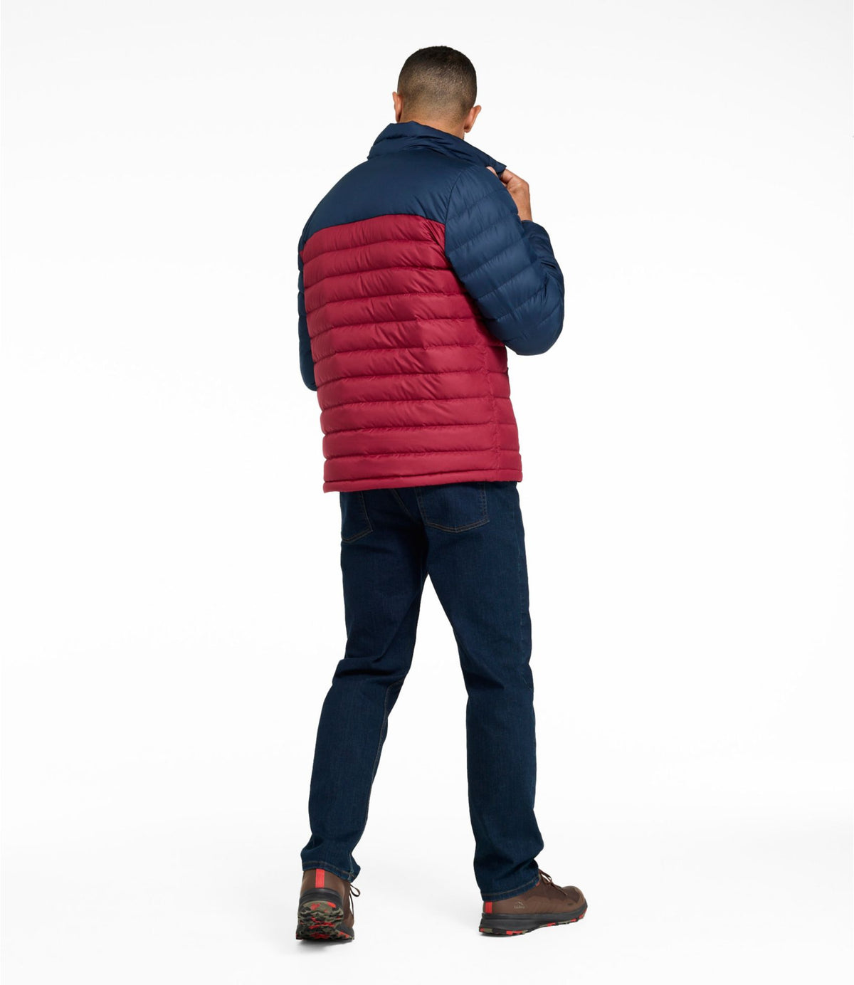 L.L.Bean Men's Access Down Puffer, Colorblock Nautical Navy/Bordeaux