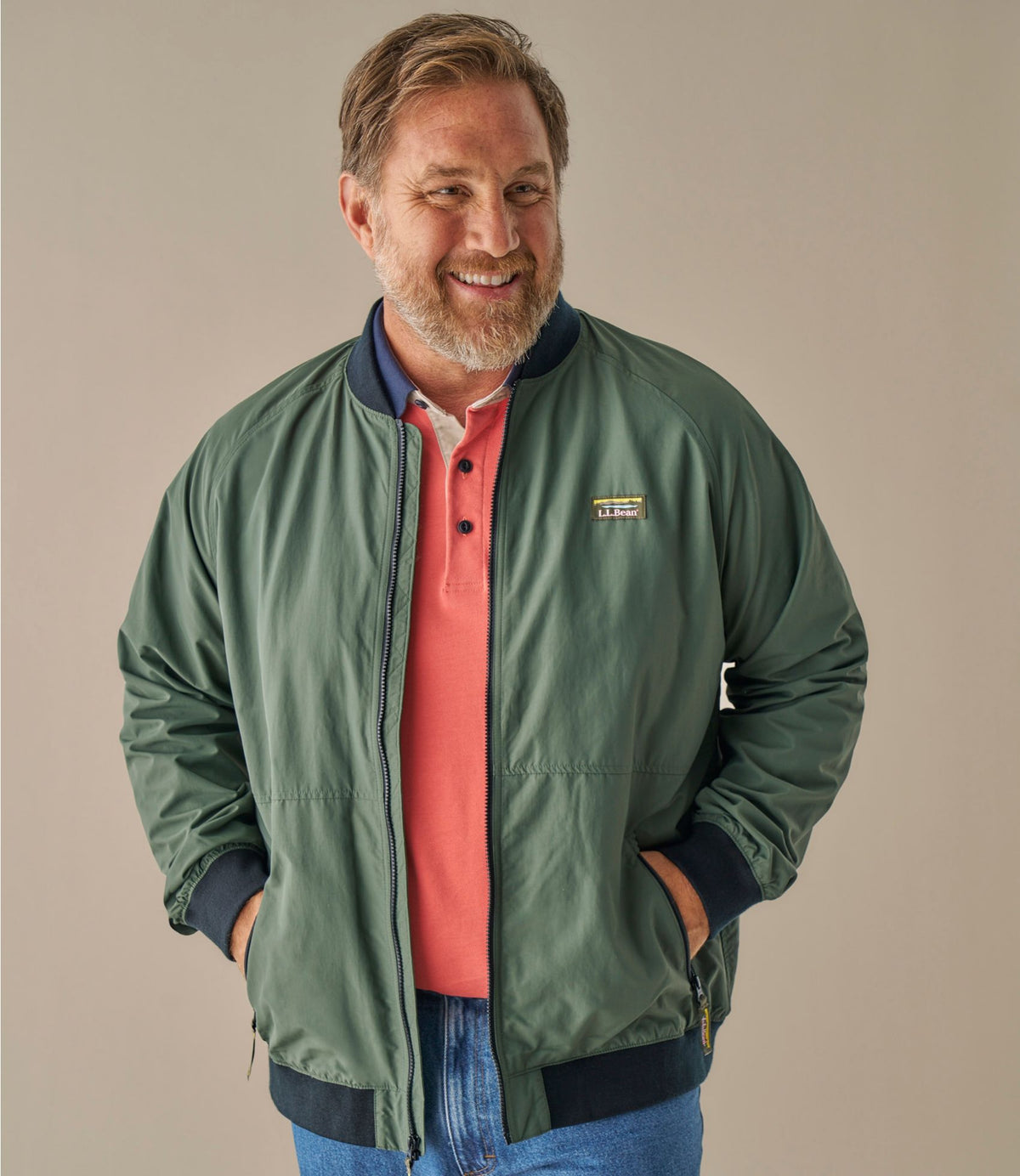 L.L.Bean Men's 3-Season Bomber Jacket Thyme