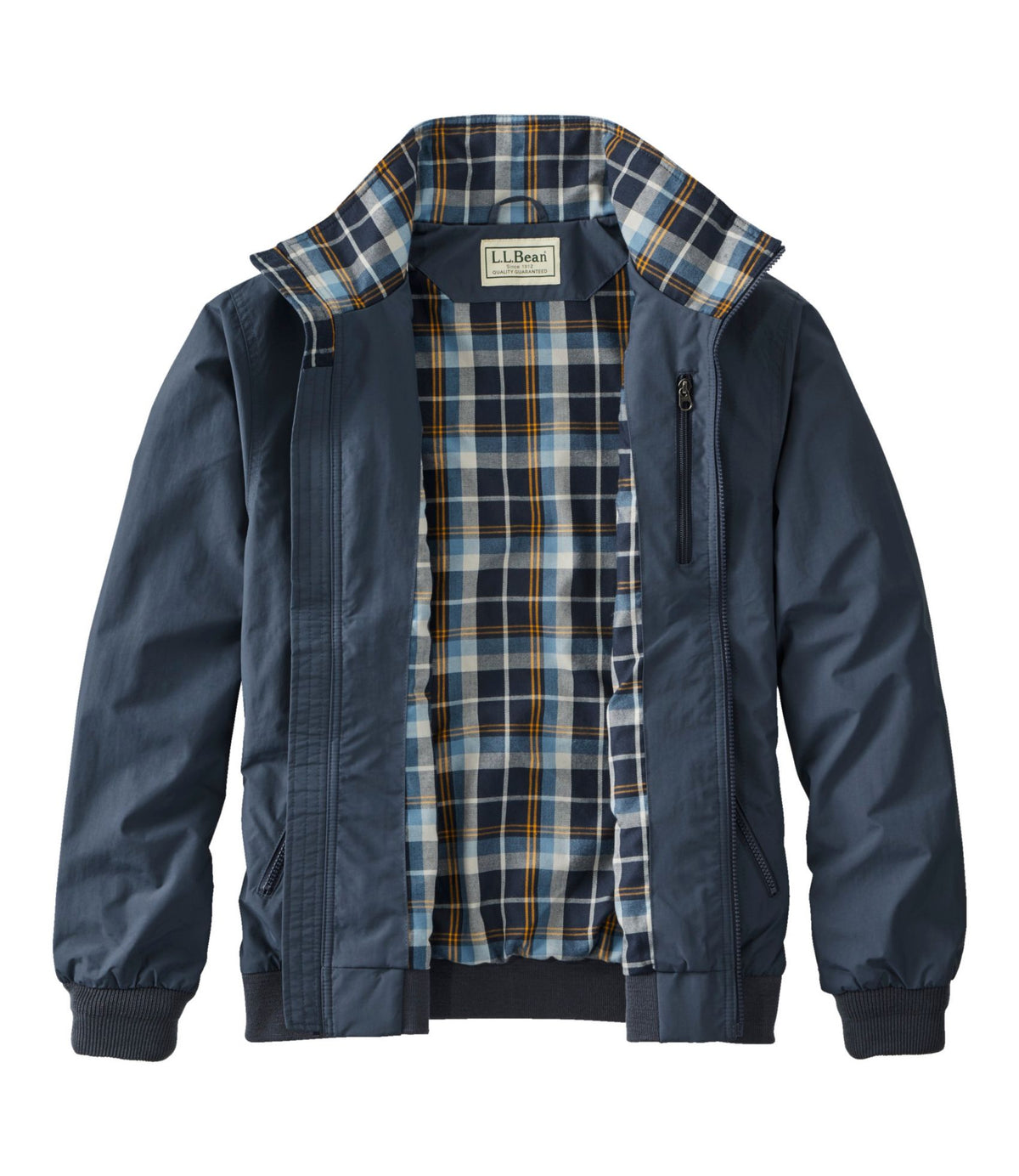 L.L.Bean Men's Warm-Up Jacket, Flannel-Lined Carbon Navy