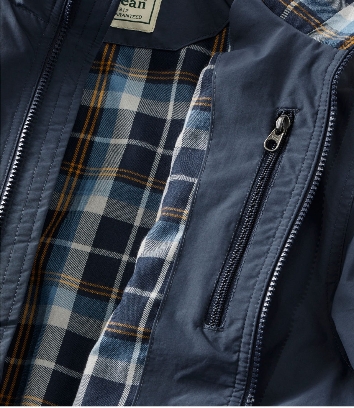 L.L.Bean Men's Warm-Up Jacket, Flannel-Lined Carbon Navy