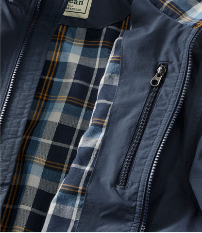 L.L.Bean Men's Warm-Up Jacket, Flannel-Lined Carbon Navy