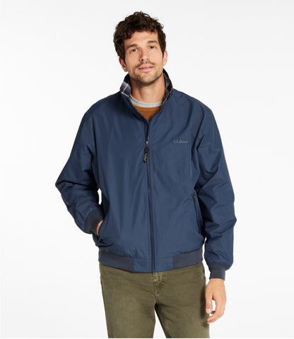 L.L.Bean Men's Warm-Up Jacket, Flannel-Lined Carbon Navy