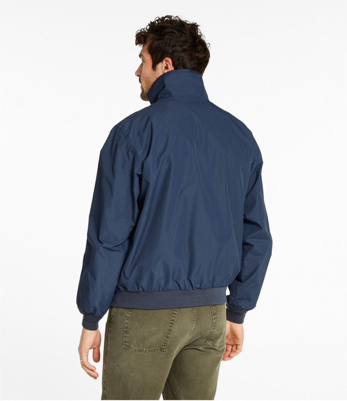 L.L.Bean Men's Warm-Up Jacket, Flannel-Lined Carbon Navy