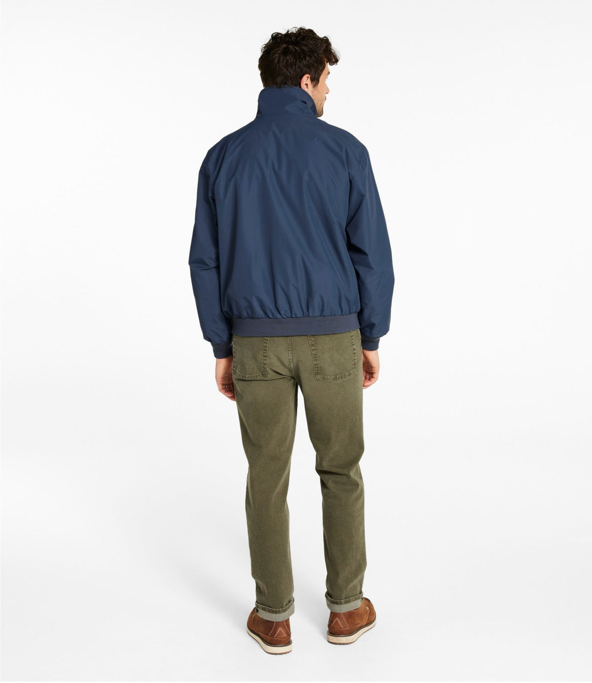 L.L.Bean Men's Warm-Up Jacket, Flannel-Lined Carbon Navy