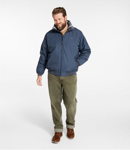 L.L.Bean Men's Warm-Up Jacket, Flannel-Lined Carbon Navy