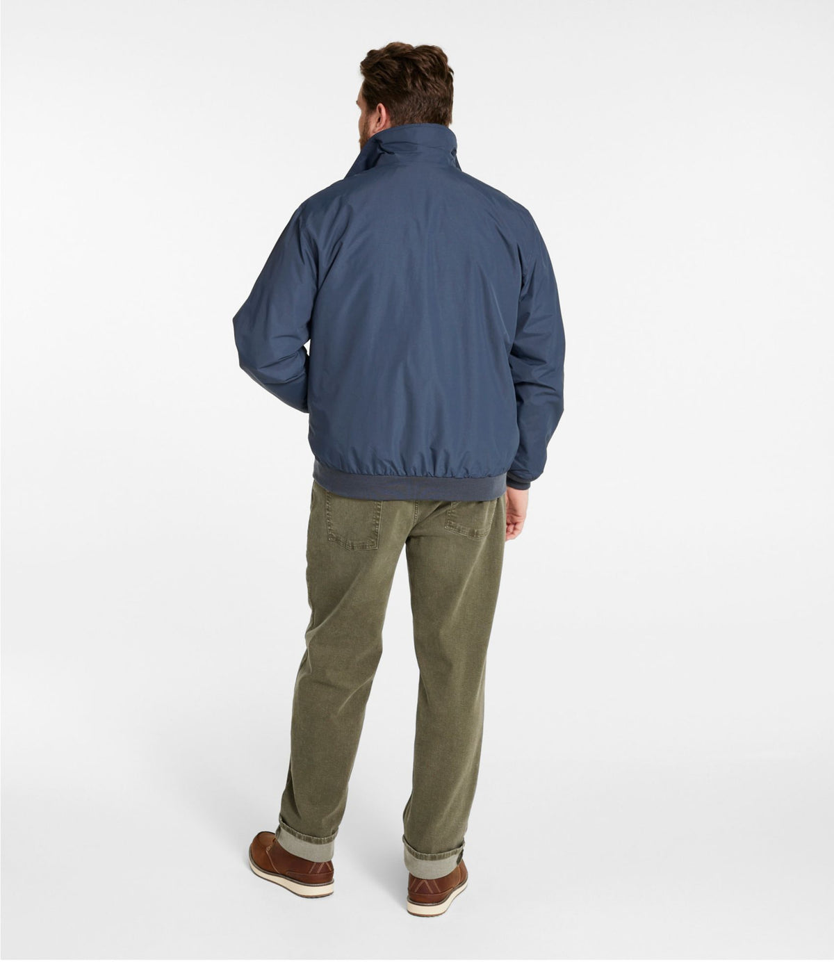 L.L.Bean Men's Warm-Up Jacket, Flannel-Lined Carbon Navy