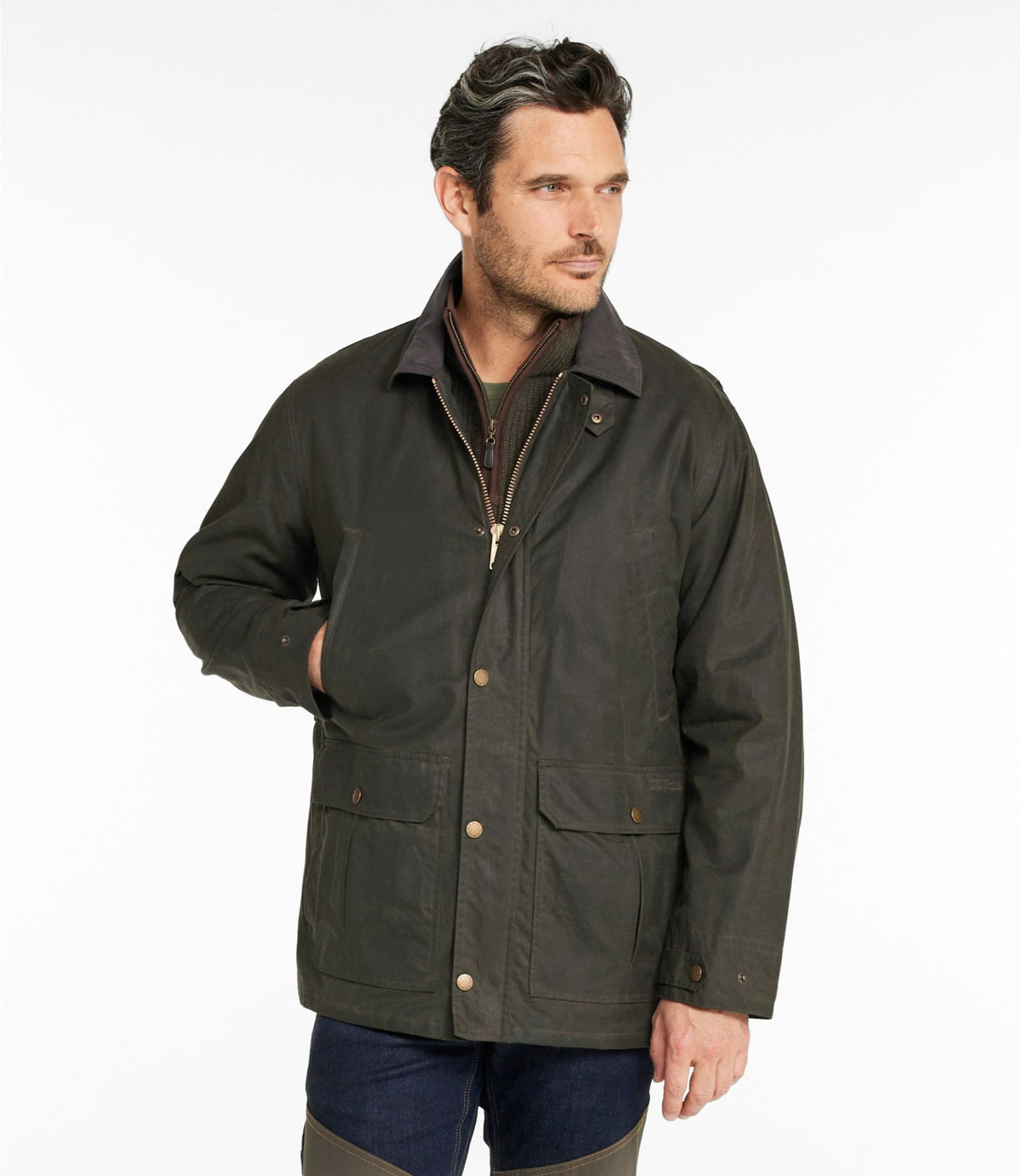 L.L.Bean Men's Double L Waxed-Cotton Upland Coat Loden