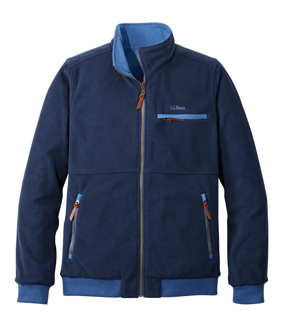 L.L.Bean Men's Reversible Warm-Up Jacket Deep Blue