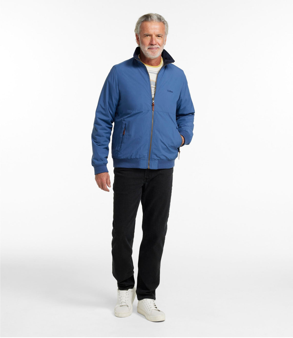 L.L.Bean Men's Reversible Warm-Up Jacket Deep Blue