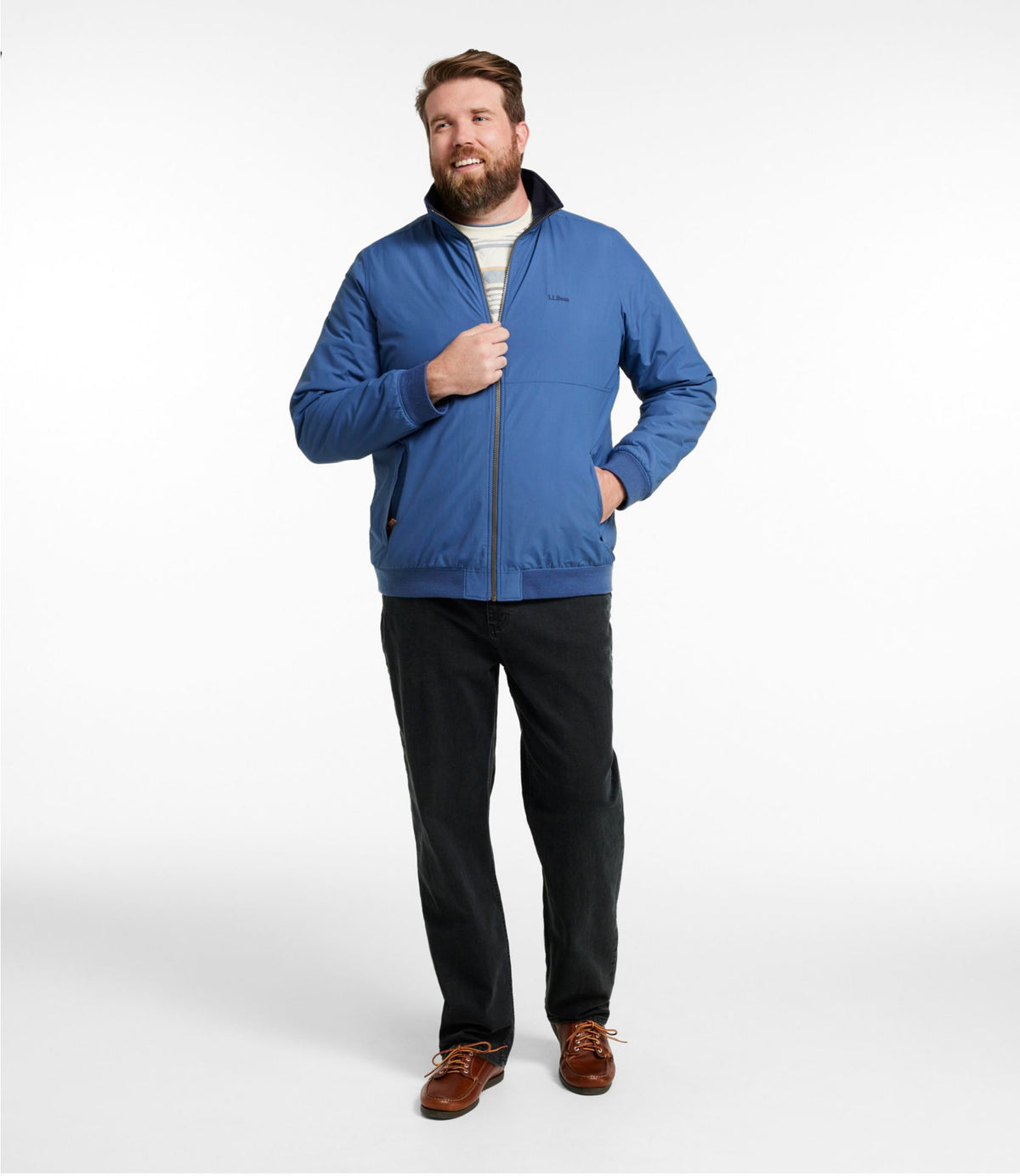 L.L.Bean Men's Reversible Warm-Up Jacket Deep Blue