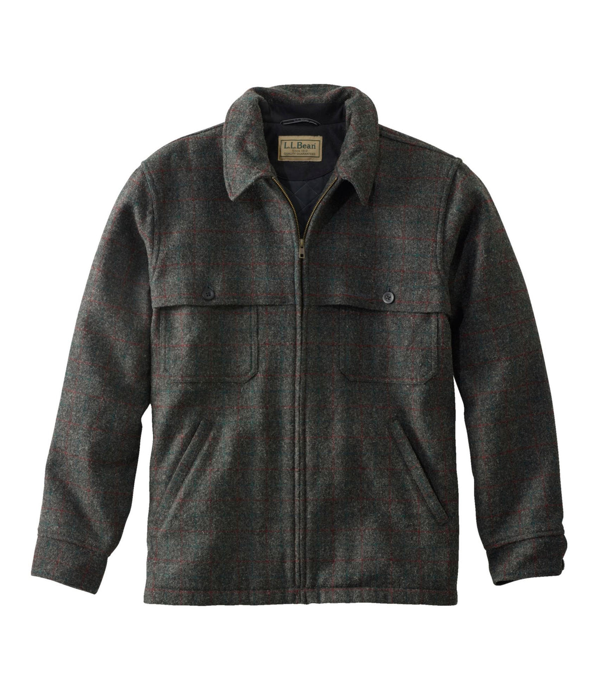 L.L.Bean Men's Maine Guide Zip-Front Jac-Shirt with PrimaLoft, Plaid Malone