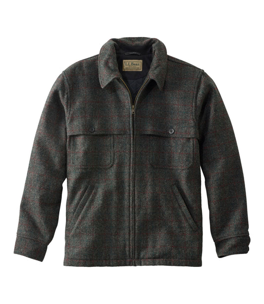 L.L.Bean Men's Maine Guide Zip-Front Jac-Shirt with PrimaLoft, Plaid Malone