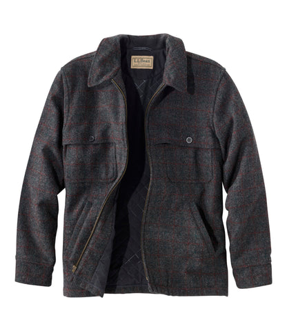 L.L.Bean Men's Maine Guide Zip-Front Jac-Shirt with PrimaLoft, Plaid Malone