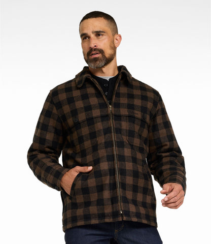 L.L.Bean Men's Maine Guide Zip-Front Jac-Shirt with PrimaLoft, Plaid Malone