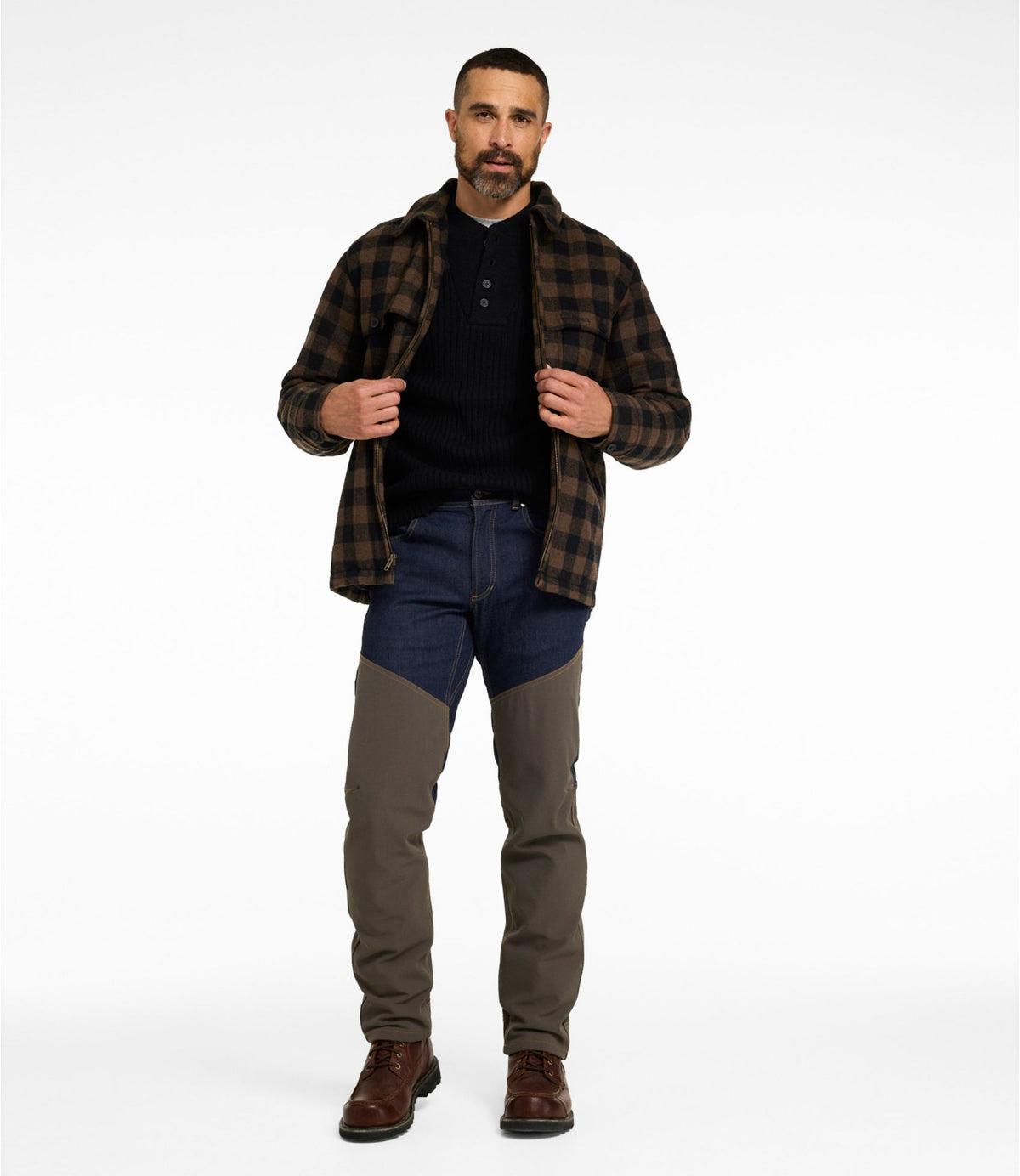 L.L.Bean Men's Maine Guide Zip-Front Jac-Shirt with PrimaLoft, Plaid Malone