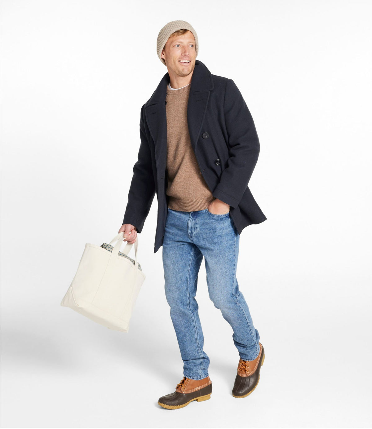 L.L.Bean Authentic wool pea coat Charcoal Heather