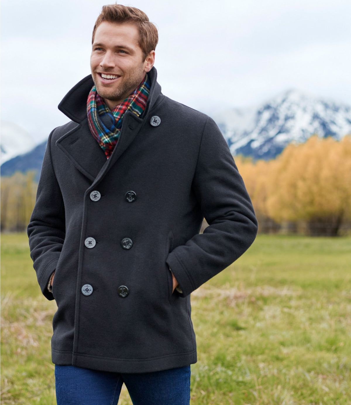 L.L.Bean Authentic wool pea coat Charcoal Heather