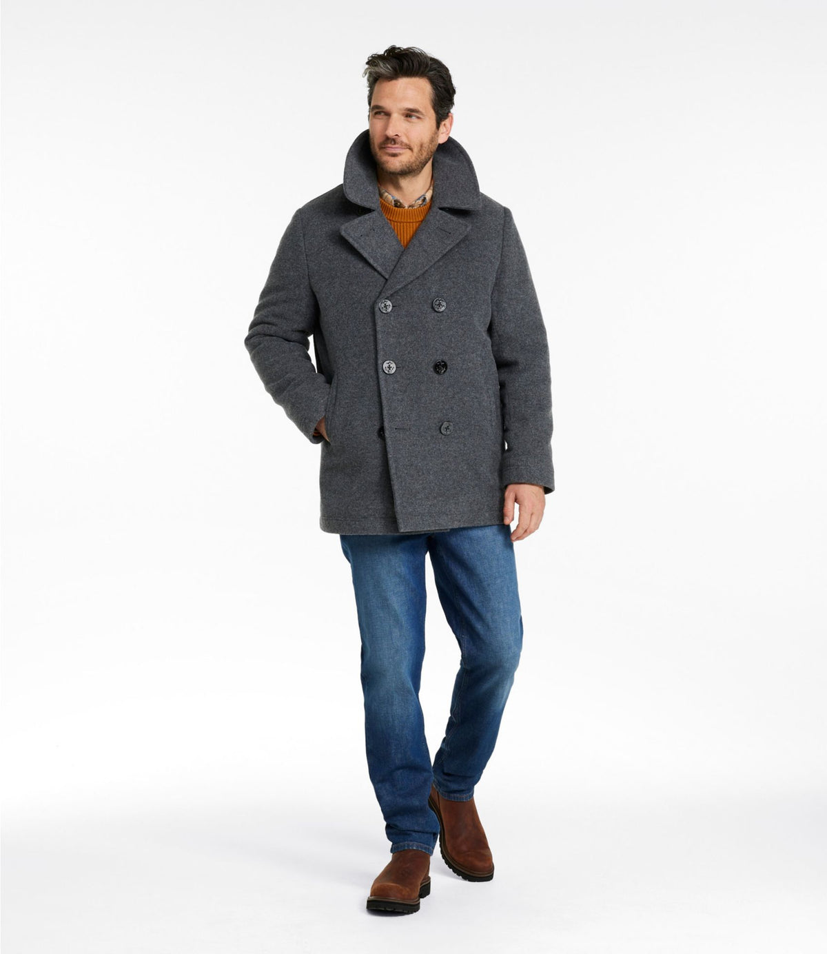 L.L.Bean Authentic wool pea coat Charcoal Heather