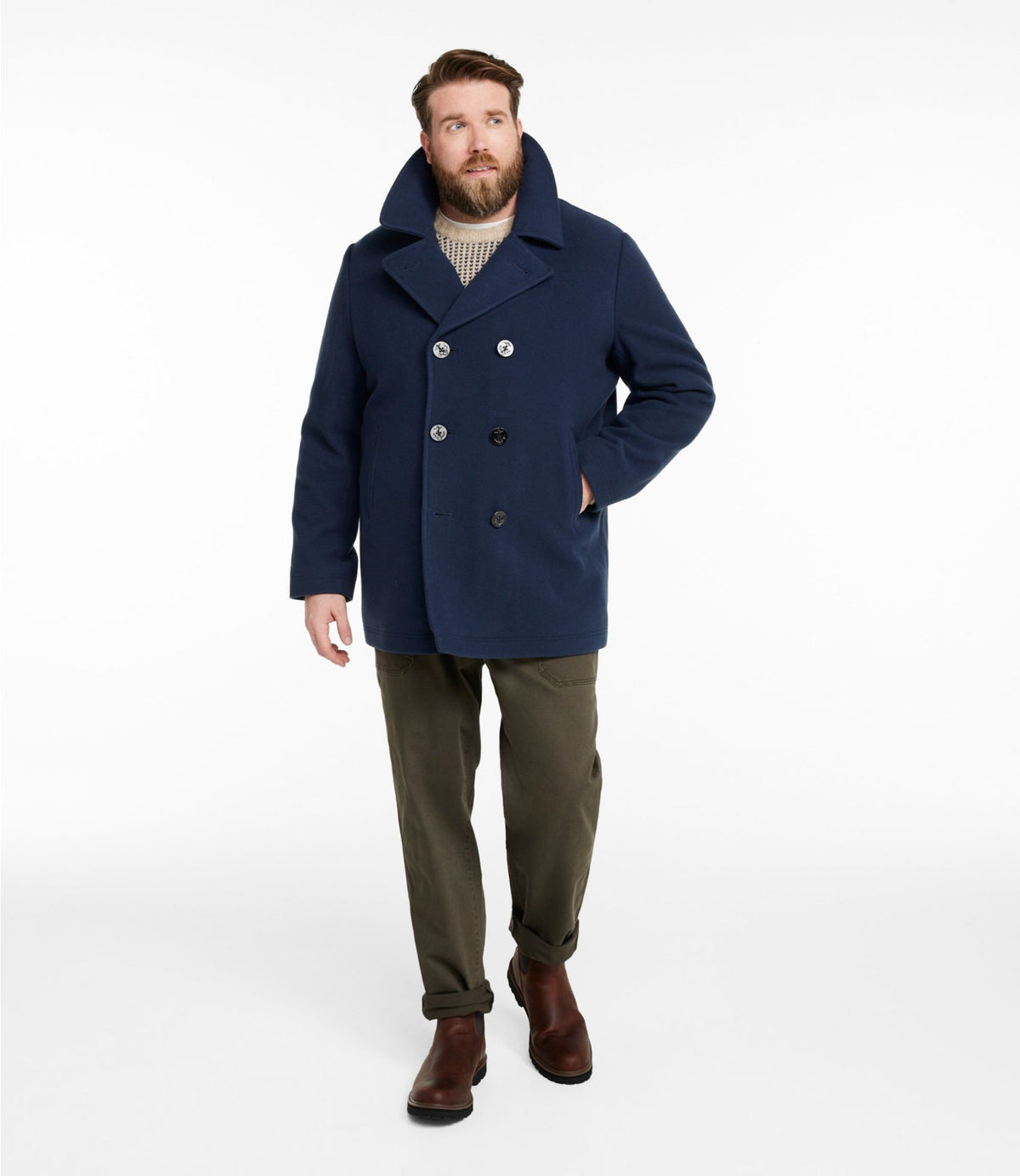 L.L.Bean Authentic wool pea coat Charcoal Heather