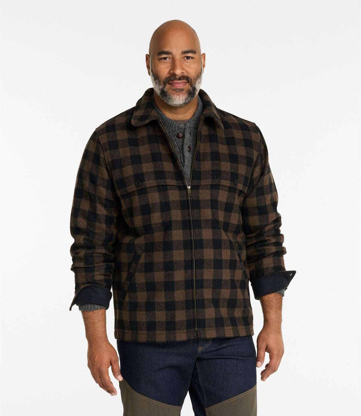 L.L.Bean Men's Maine Guide Zip-Front Jac-Shirt, Plaid Malone