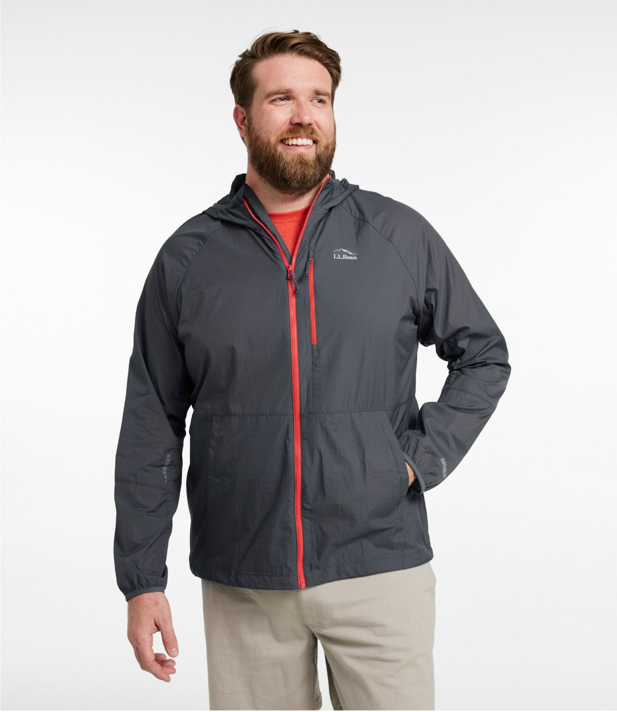L.L.Bean Men's Stowaway Windbreaker Iron