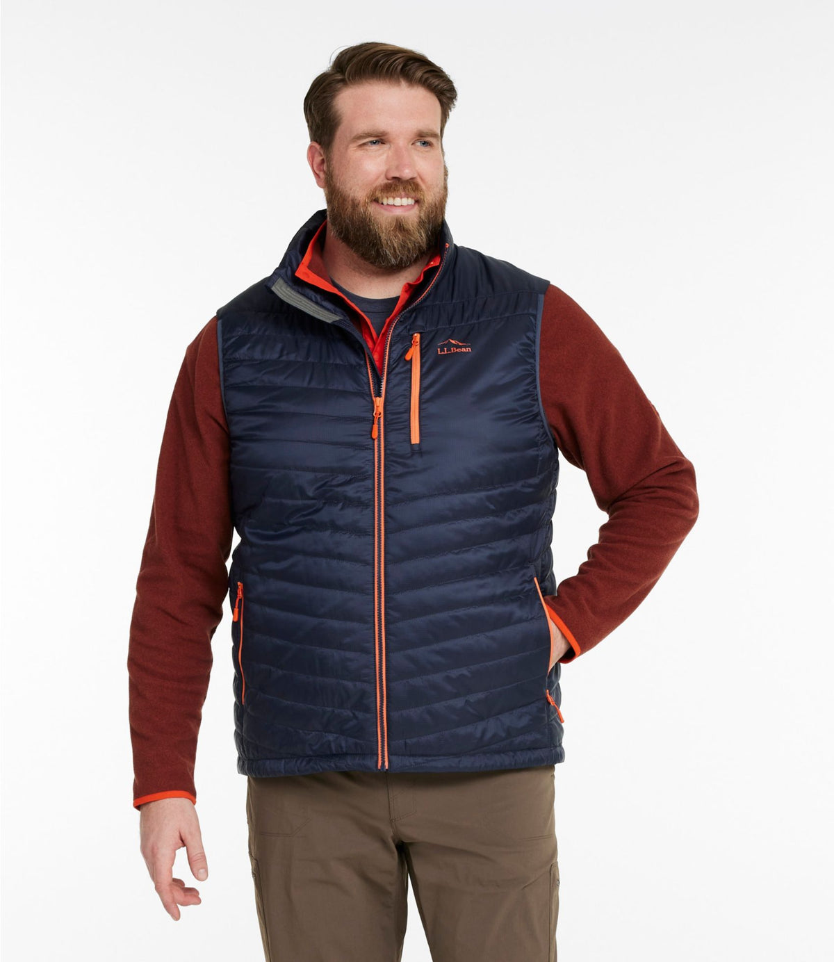 L.L.Bean Men's PrimaLoft Packaway Vest Carbon Navy