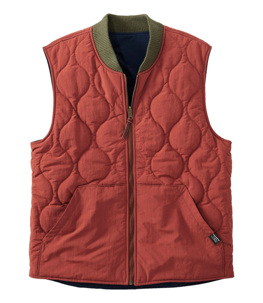 L.L.Bean Men's Signature Reversible Quilted Vest Dark Russet/Navy