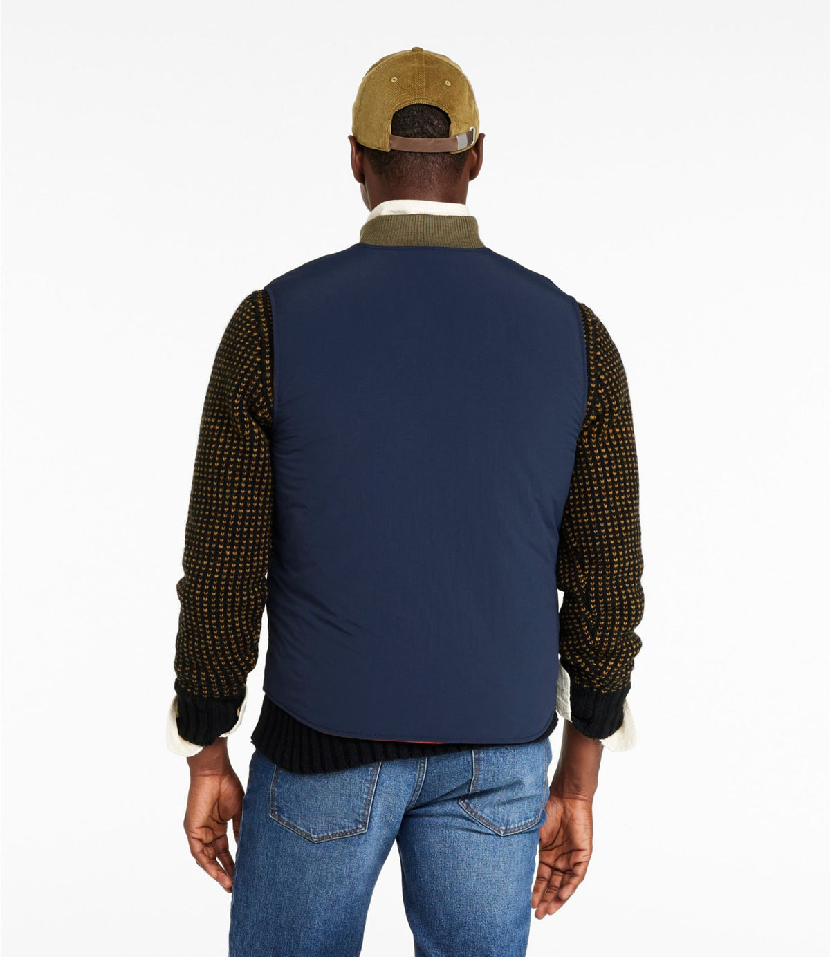 L.L.Bean Men's Signature Reversible Quilted Vest Dark Russet/Navy