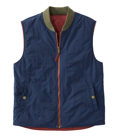 L.L.Bean Men's Signature Reversible Quilted Vest Dark Russet/Navy