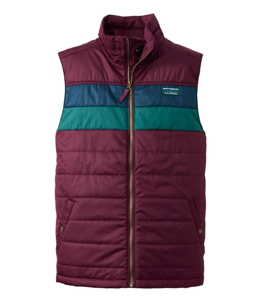 L.L.Bean Men's Mountain Classic Puffer Vest, Colorblock Fig/Mariner Blue