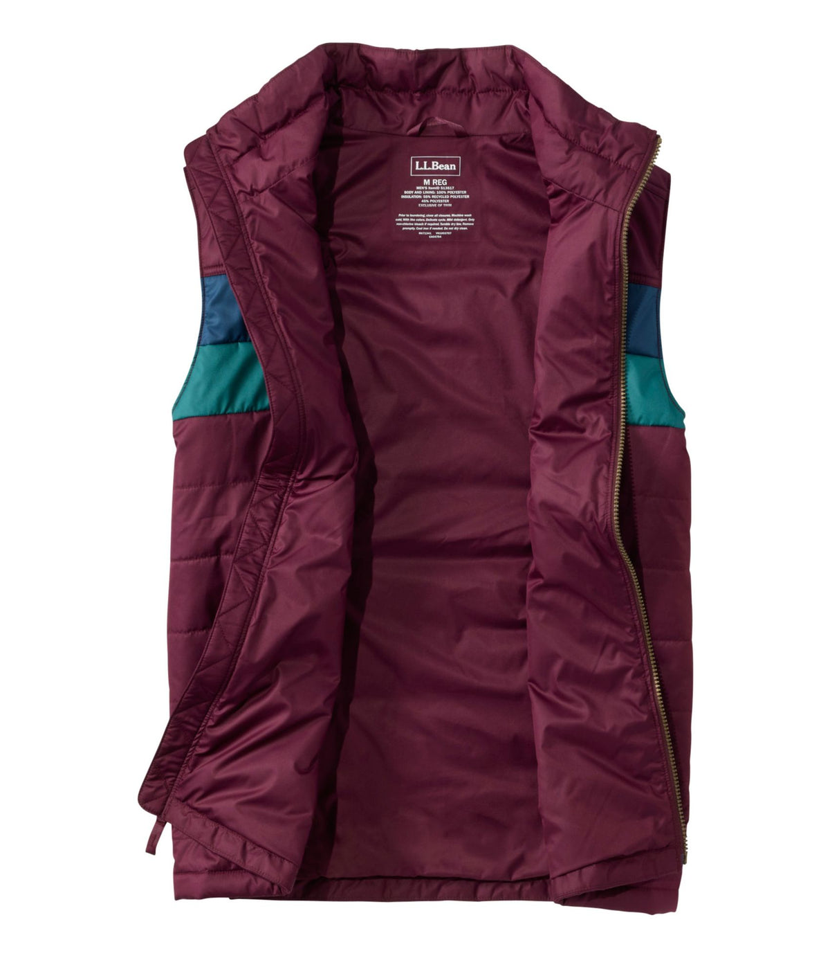 L.L.Bean Men's Mountain Classic Puffer Vest, Colorblock Fig/Mariner Blue