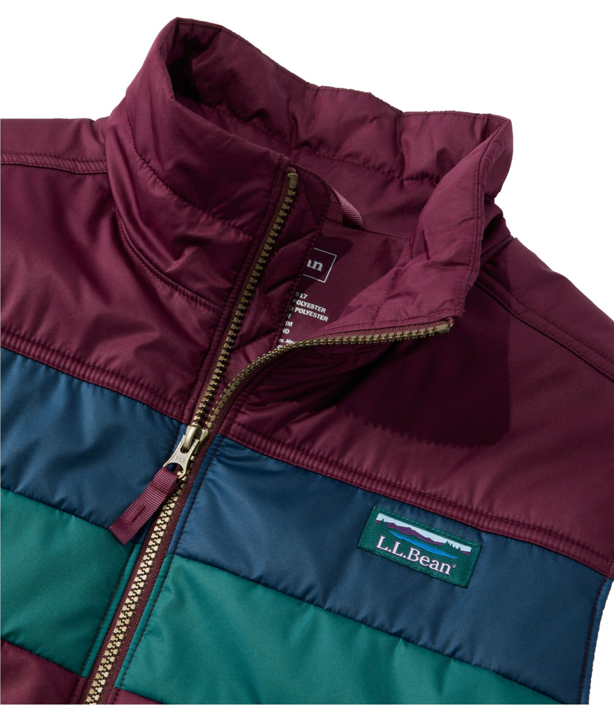 L.L.Bean Men's Mountain Classic Puffer Vest, Colorblock Fig/Mariner Blue