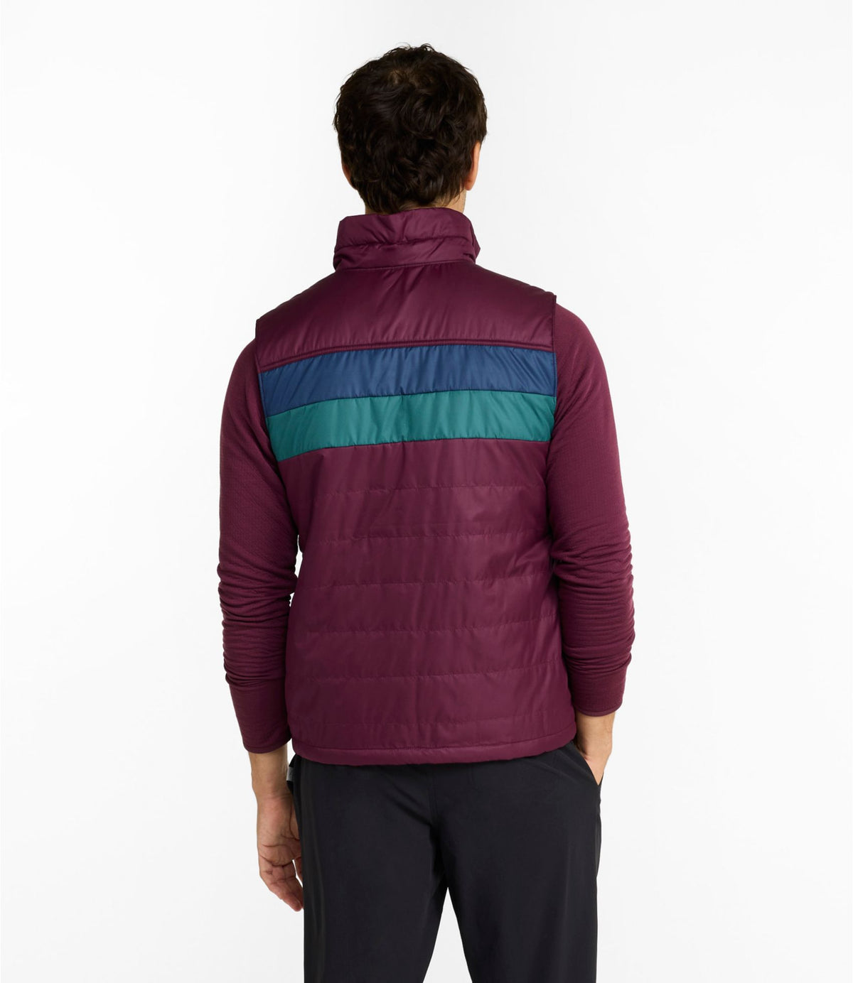L.L.Bean Men's Mountain Classic Puffer Vest, Colorblock Fig/Mariner Blue