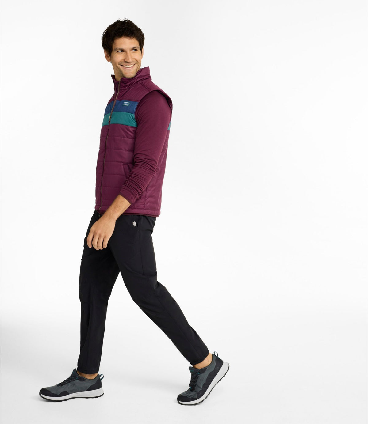 L.L.Bean Men's Mountain Classic Puffer Vest, Colorblock Fig/Mariner Blue