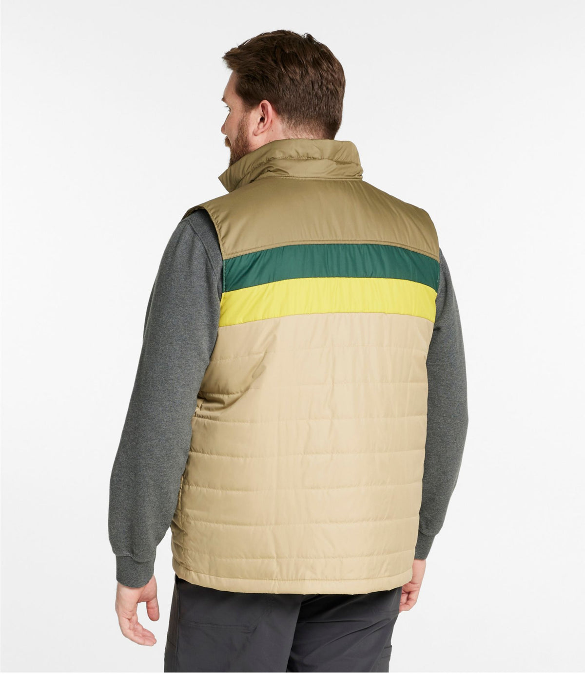 L.L.Bean Men's Mountain Classic Puffer Vest, Colorblock Fig/Mariner Blue