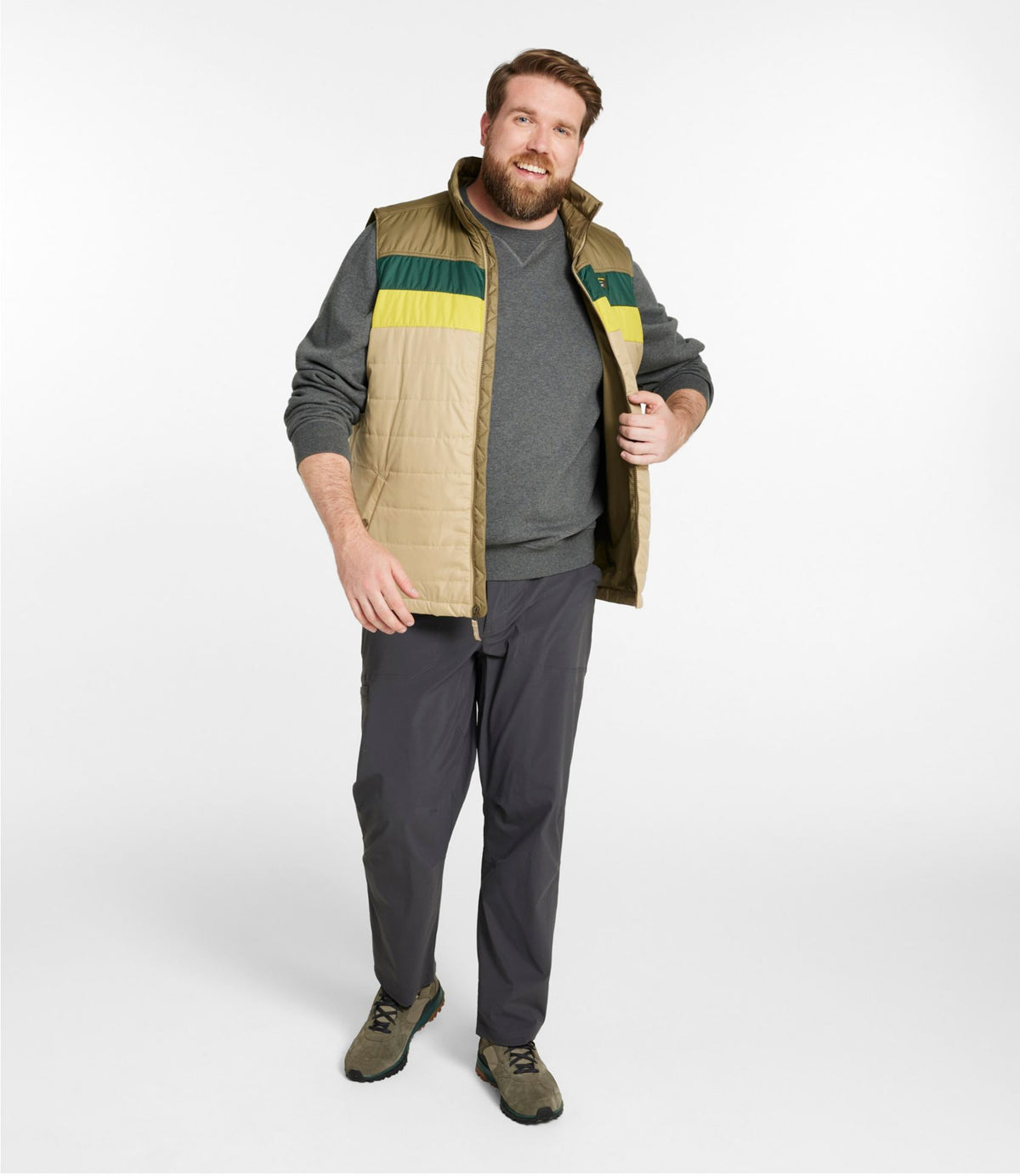 L.L.Bean Men's Mountain Classic Puffer Vest, Colorblock Fig/Mariner Blue