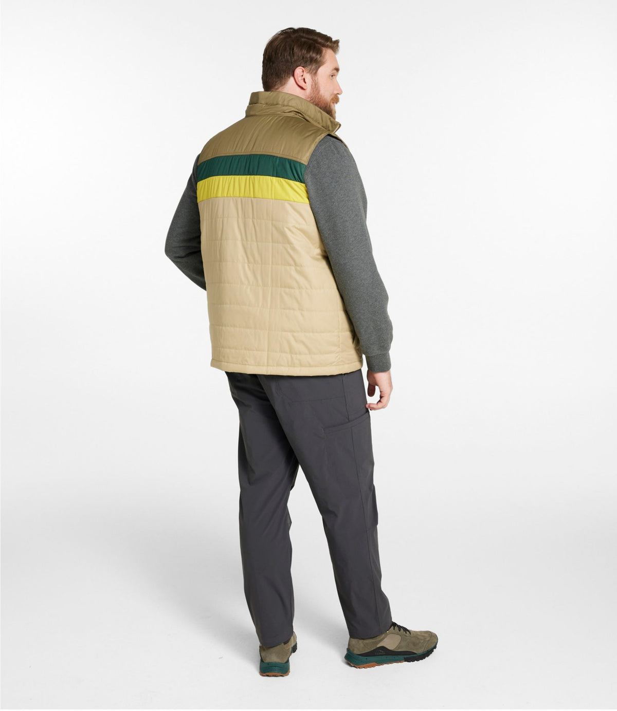 L.L.Bean Men's Mountain Classic Puffer Vest, Colorblock Fig/Mariner Blue