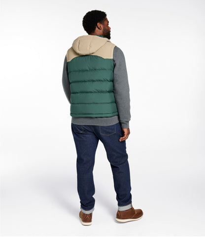 L.L.Bean Men's Mountain Classic Hooded Down Vest Pinewood Green/Sandstone