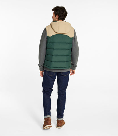 L.L.Bean Men's Mountain Classic Hooded Down Vest Pinewood Green/Sandstone